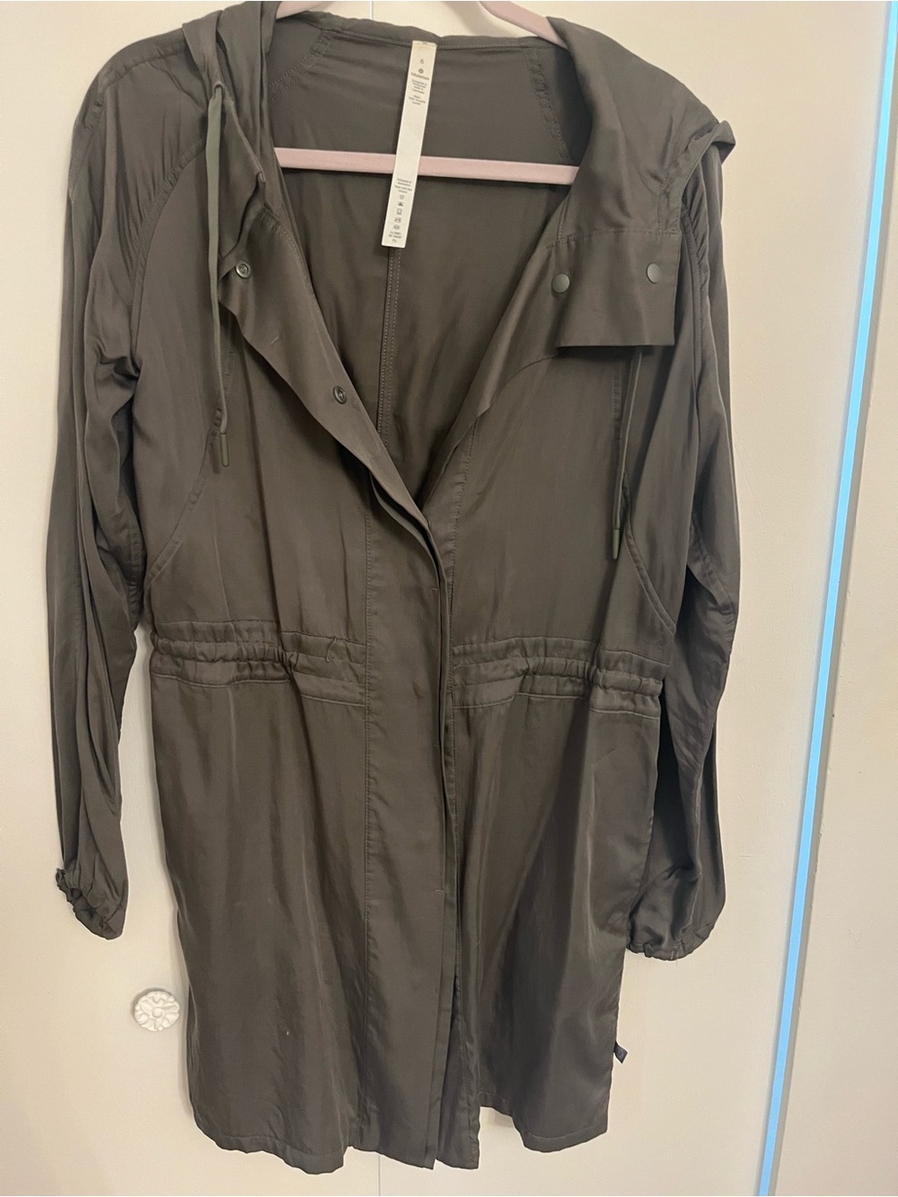 lululemon athletica Olive Green Lightweight Hooded Trench Coat